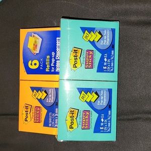 Post It Notes, 3x3 Inches, Pop-Up Style, 6  pads each. New, never opened.